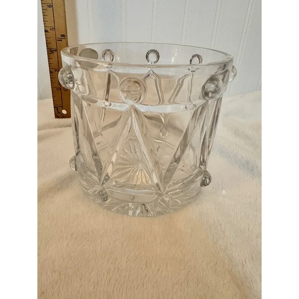 Teleflora Crystal Drum Vase Home Decor Clear Excellent Bohemian Lead Crystal Vtg